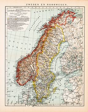 Vintage-Karte Schweden und Norwegen von Studio Wunderkammer