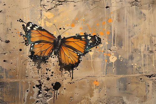 Minimalistische Vlinder op Betonnen Muur