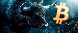 Bullenmarkt und Bitcoin – Finanzsymbolik von Poster Art Shop