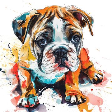 Illustration eines Bulldoggen Welpen von ARTemberaubend