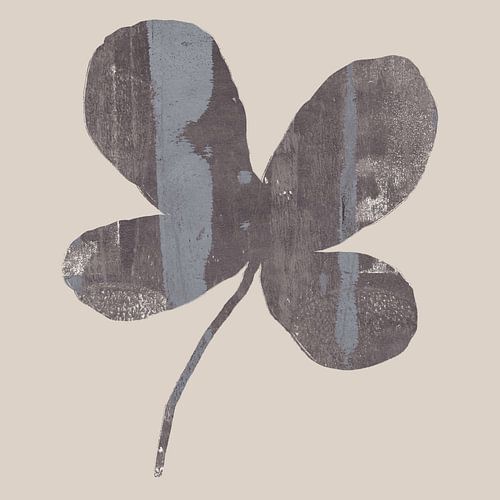 Bloemige silhouetten. Clover in taupe en wit.