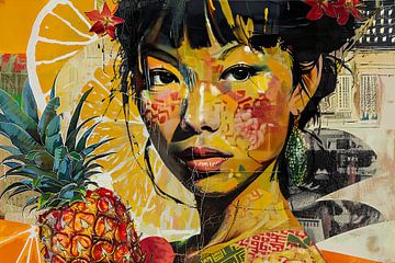 schilderij japans portret met fruit van Egon Zitter