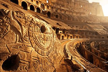 Zonsondergang bij het Oude Colosseum in Sepia van Art & Soul Creations