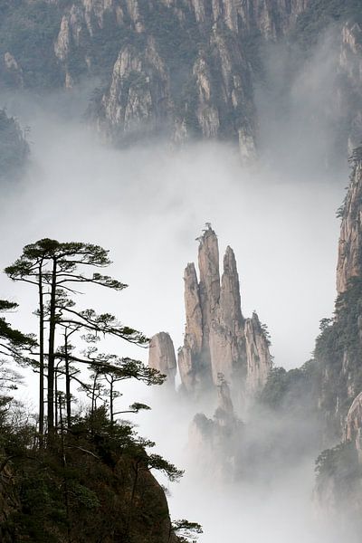 Bijzondere rotsformaties in Huangshan, China by Simon Hazenberg