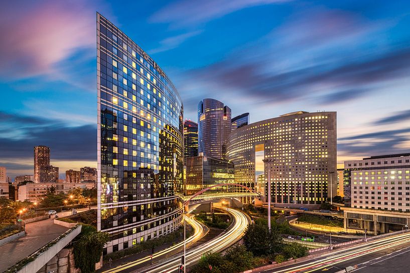La Defense in Paris at night by Michael Abid