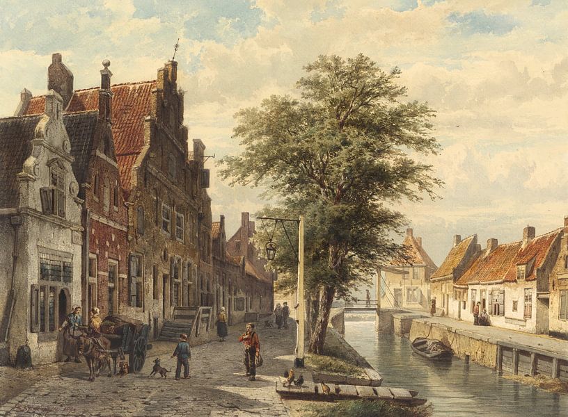 View of the canal at Hasselt, Cornelis Springer by Masterful Masters