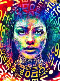 Inner Bloom – ausdrucksstarkes, farbenfrohes digitales Porträt von Saranda Foto Art