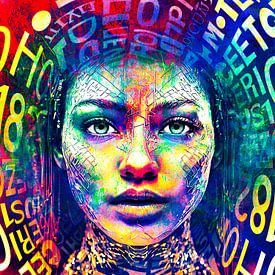 Inner Bloom – ausdrucksstarkes, farbenfrohes digitales Porträt von Saranda Foto Art