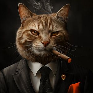 Katze mit Zigarre