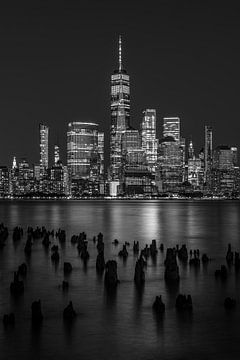 New York City Skyline - One World Trade Center in zwart-wit