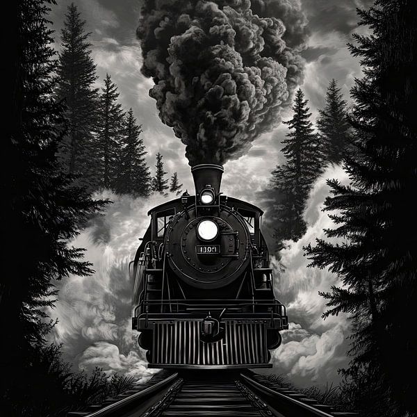 Steam locomotive in the cloud forest by Poster Art Shop