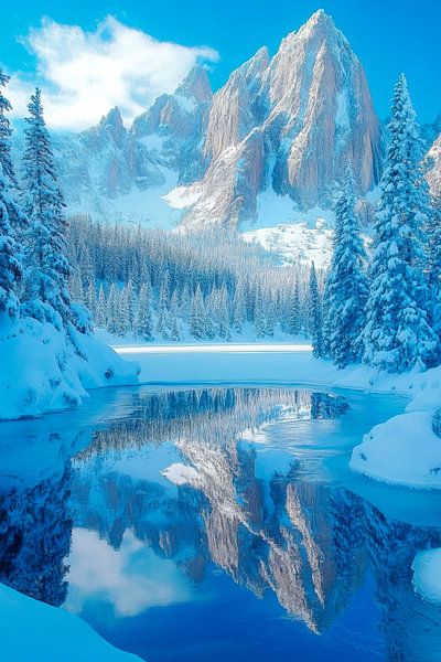 Winterlandschaft spiegelnd von Poster Art Shop