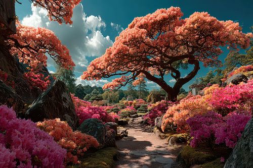 schilderij japan kleurrijke tuin