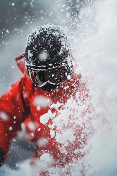 Skiers in fresh powder snow by Poster Art Shop