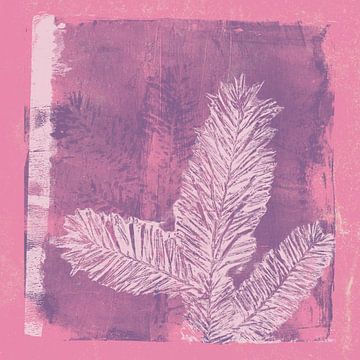 Noël en couleurs néon. Art botanique moderne en lilas, rose et violet sur Dina Dankers