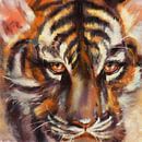 3. Olieverfschilderij, tijger. van Alies werk thumbnail