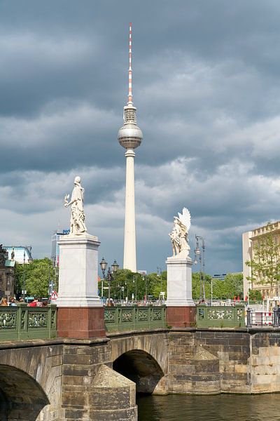 Castle bridge and television tower in Berlin by Heiko Kueverling