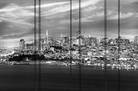 SAN FRANCISCO skyline in de avond | Monochroom van Melanie Viola thumbnail