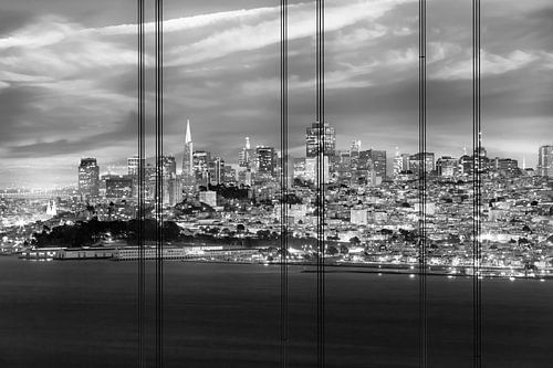 SAN FRANCISCO skyline in de avond | Monochroom