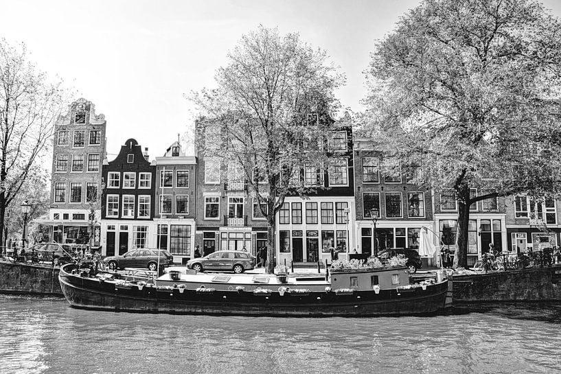 Jordaan Brouwersgracht  Amsterdamse Grachten Nederland Zwart-Wit van Hendrik-Jan Kornelis