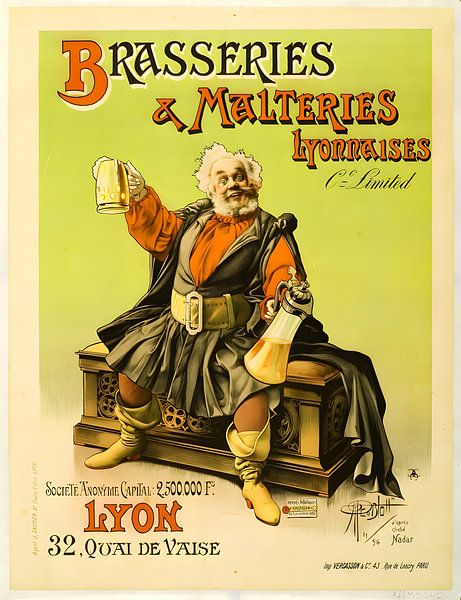 Brasserie Malteries Lyonnaises vintage poster by Jan Bechtum