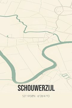Vintage landkaart van Schouwerzijl (Groningen) van Rezona