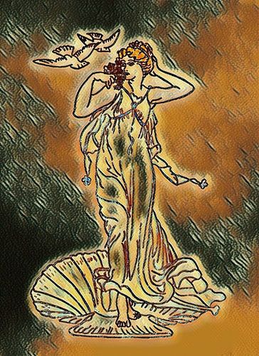 Lady with two pigeons ( own drawing adapted )