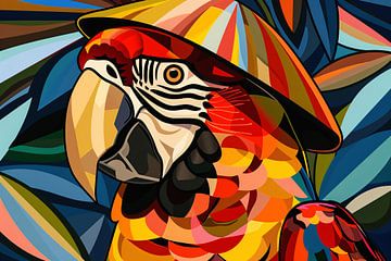Kleurrijke abstracte papegaai met bladeren van Imperial Art House