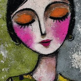 Portrait de femme | Peau et yeux de femme sur Peinture Abstraite