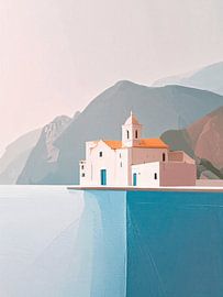 Une église méditerranéenne minimaliste sur une côte bleu azur