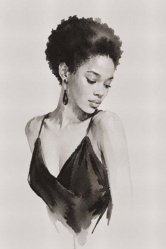 Portrait of a woman in Indian ink – Ink portrait of Madame Ruiz by MadameRuiz