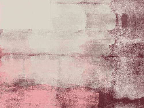 Eigentijdse abstracte kunst in pastelroze, wit en wijnrood van Dina Dankers