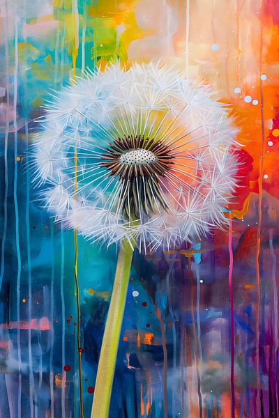 Dandelion Painting | Colourful Painting by AiArtLand on canvas