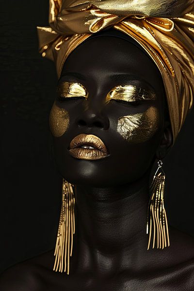 Afrikanische Frau in Gold von Poster Art Shop