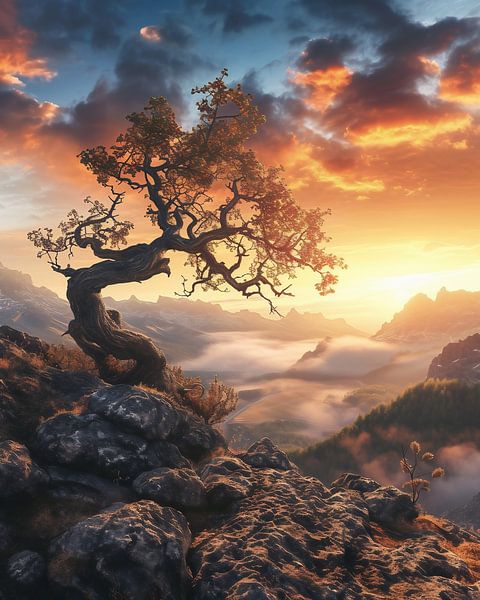 Romantischer Baum im Dämmerlicht von fernlichtsicht