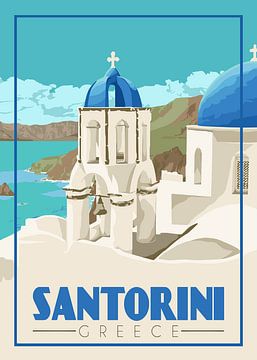 Santorin Grèce Dôme bleu et mer sur Art Kingdom