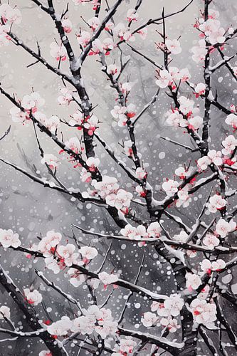 Snowy Japanese Sakura blossom
