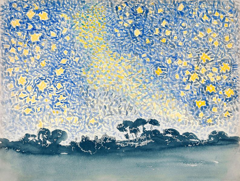 Landschaft mit Sternen, Henri-Edmond Cross von Meisterhafte Meister