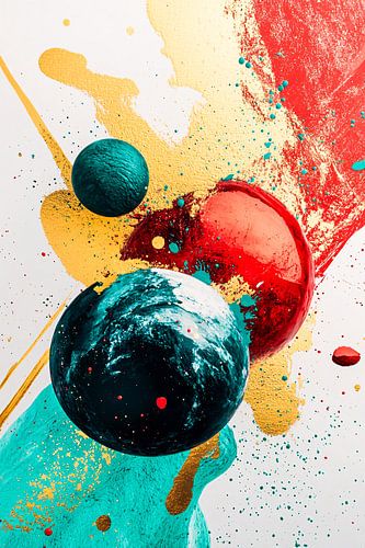 Abstracte planeten en spetters
