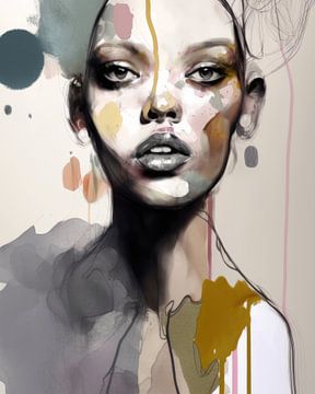 Abstraktes Porträt in Pastellfarben von Studio Allee