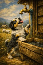 Le chiot assoiffé
