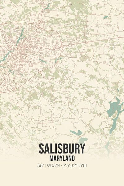 Carte ancienne de Salisbury (Maryland), Etats-Unis. par Affiches de lieux