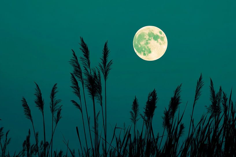 Pleine lune sur l'herbe par Poster Art Shop