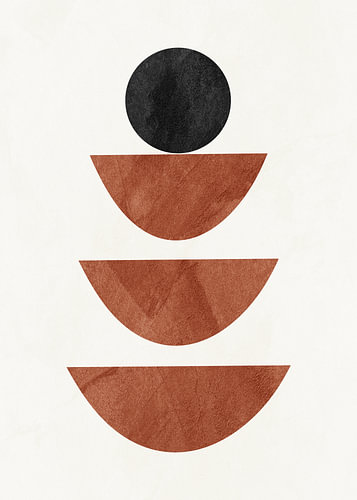 Minimalistische abstrakte Kunst mit organischen Formen in Erdtönen