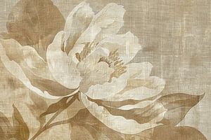 Beige Blumen Malerei | Leinen Bloom Vision