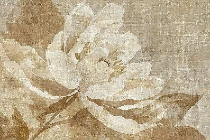 Beige Flowers Painting | Linen Bloom Vision by Modern Collection