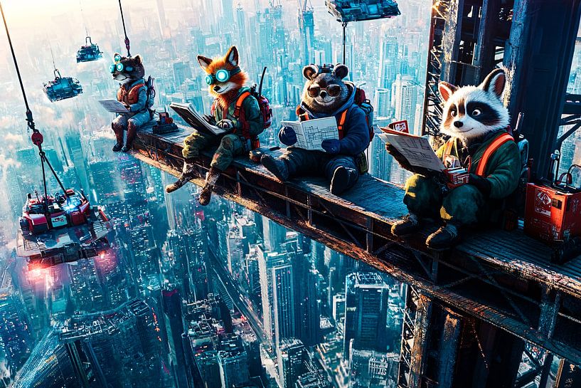 Futuristic animals over the city by Art & Soul Creations