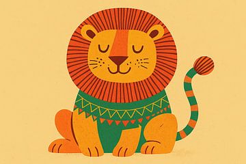 Playful lion with round mane by Imperial Art House