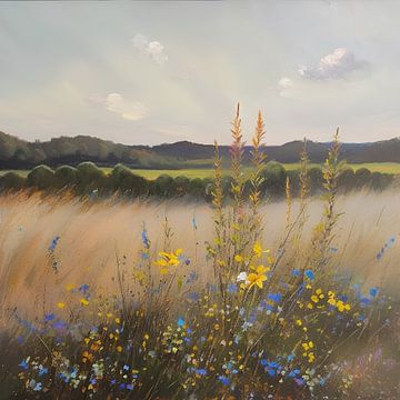 Wildblumen auf einem Feld (Ölfarbe) von Henk van Holten