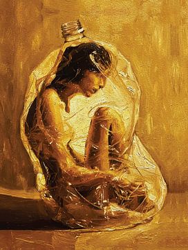 Woman in Plastic – Oil Painting by Ramy Salah Hefny